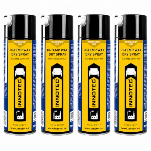 4 pezzi Innotec Hi-Temp Wax Spray per sottoscocca e cavità spray trasparente – Conservazione di livello successivo per automotive e industriali, nessun attaccamento di sporco e polvere – Bomboletta