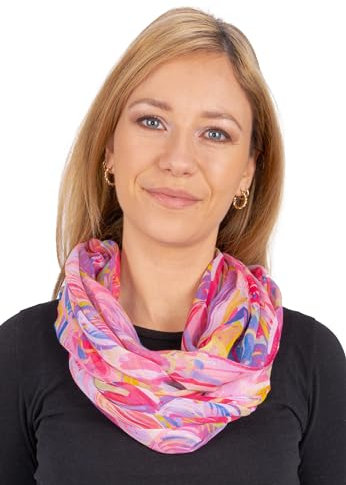 Leichter Damen Loop Schal - Weich, Vielseitig & Dünn in Trendfarben, Perfekt für Jede Jahreszeit, Stilvolle Accessoire, Einheitsgröße - Gerda (M171 pink)