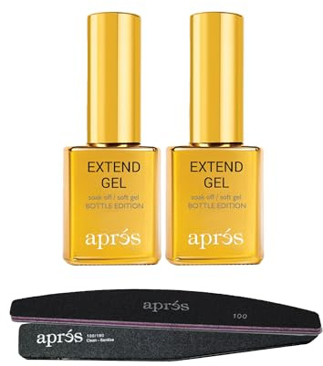 APRÉS Apres Extend Gel - Paquete de 2 unidades con lima curvada y pulidor de uñas - Juego de cuidado de uñas Gel-X