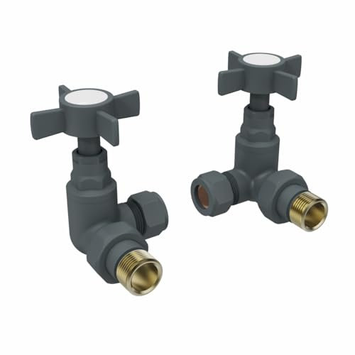 Warmehaus Traditional Corner Radiator & Towel Rail Valves Pair 15mm Corner Radiator Valve Anthracite