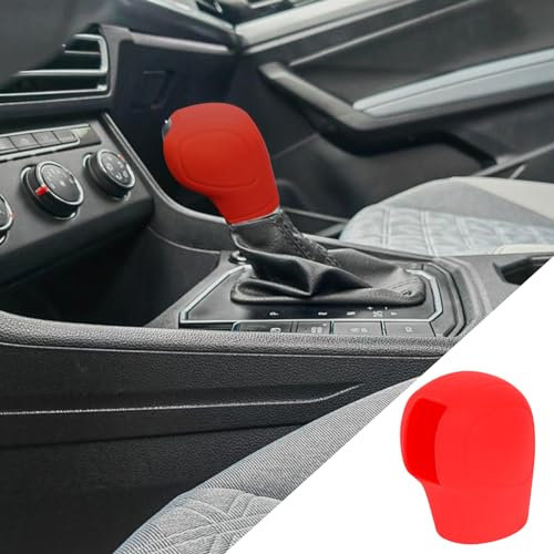 deemars Funda de Pomo de Palanca de Cambios, Silicona Antideslizante Pomo Palanca de Cambio Protector para Hombres Mujeres, Accesorios Universales para el Interior del Vehículo (Rojo)