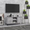 Pxznbe Mesa para TV gris cemento 103,5 x 35 x 50 cm madera multicapa habitación mueble porta TV con 2 estantes y 2 compartimentos estilo industrial soporte TV salón con cuatro patas de metal