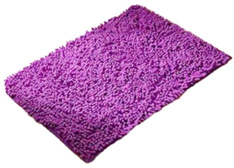Tappeto da bagno in microfibra spessa, morbida e assorbente, in ciniglia, antiscivolo, lavabile in lavatrice, per pavimento, vasca e doccia, 70 x 140 cm, colore: viola