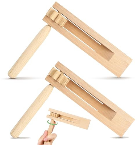 Esshogo 2 cricchetti in legno, cricchetto, cricchetto, cricchetto, strumento musicale per feste, eventi, cricchetto, strumenti musicali per bambini