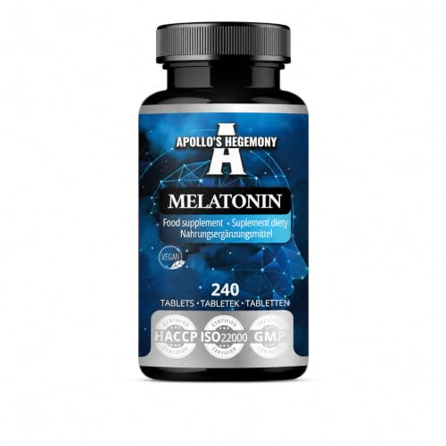 Melatonin 240 Vegane Tabletten - 1mg pro Portion - 480 Portionen in der Packung - für effektives Schlafmanagement - von Apollo's Hegemony