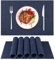 LIFEWAER Tovagliette Colazione Plastica Set di 12 Tovagliette Americane Lavabili Tovagliette Personalizzate Sottopiatti Pranzo per Tavolo da Cucina,S01 Blu Navy