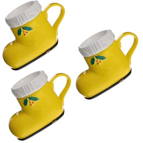 Cabilock 3 Pz Tazza Natalizia in Ceramica Tazza Da Con Coperchio Tazza Natalizia in Porcellana Tazza D'acqua Tazza Di Del Fumetto Bicchiere D'acqua a Forma Di Stivale