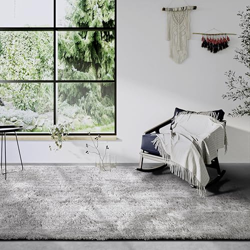 Hanse Home Olaf Teppich – Flauschiger Hochflor Wohnzimmerteppich – Einfarbig Weich Pflegeleicht Langflor für Wohnzimmer, Esszimmer, Schlafzimmer, Kinderzimmer – Hellgrau, 80x150cm