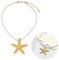 Starfish Pendant Necklace, Ocean Style Summer Vacation Bohemian Surfer Jewelry, Alloy Woven Rope Necklace for Beach Parties, Fashionable Beach Jewelry Gift (Gold)