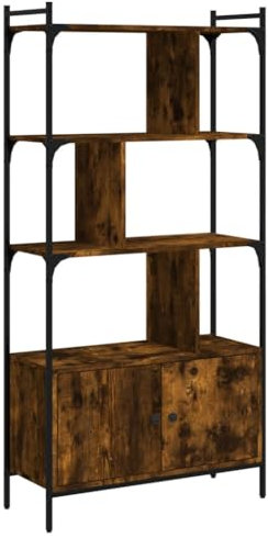 HETFTJN Book Shelf Stand Mehrzweckschrank Cd Regal Apothekerschrank Küche - Bücherregal mit Tür Räuchereiche 76,5x30x154,5 cm Holzwerkstoff für Wohnzimmer Living Room Esszimmer Büro