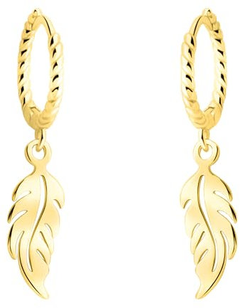 SOFIA MILANI - Boucles d'Oreilles pour Femme en Argent 925 - Plaqué Or - Boucle d'Oreille Pendante en Forme de Plume - E2988