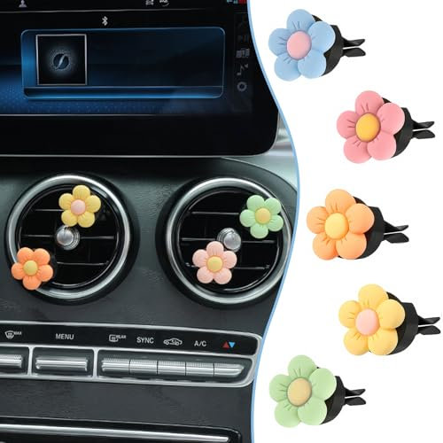 6 Stück Auto Diffuser, Mehrfarbig Auto lufterfrischer Bunte Duftstecker Auto Gänseblümchen Blume Car Essentials Car Decoration Zubehör für Auton Wohnzimmer Büro