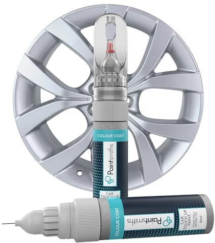 Paintsmiths Alloy Wheel Touch Up Paint - Car Rim Scratch & Scuff Repair - 20ml Pen & Brush Application - Easy All In One Formula - IPA Panel Wipe Included (Silver)
