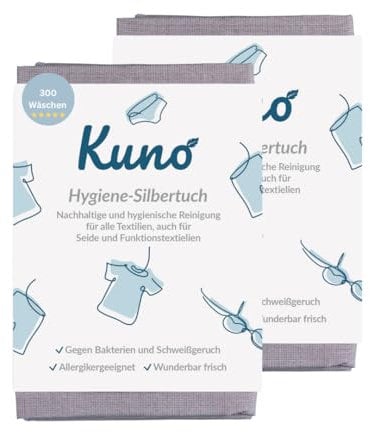 Kuno Hygienespüler Silbertuch für die Waschmaschine – Antibakterielles Silberionen-Tuch gegen Schweißgeruch – Alternative zu Hygienespüler & Desinfektionswaschmittel – Bis zu 150 Anwendungen (2)