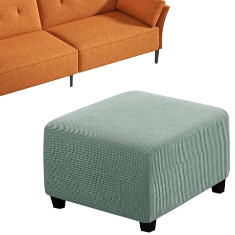 Hocker Husse 35x35 40x40 45x45 50x50 55x55 60x60 65x65, 70x70 75x75 80x80 85x85 90x90 95x95 100x100 105x105 110x110cm Quadratisch Ottomane Hocker-Bezug Überzug Hocker Protector Waschbar(Sage,M(46-56cm