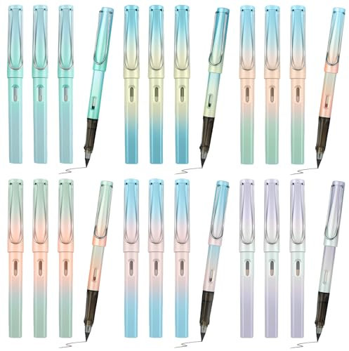GBKDQQ 24 Stück Ewiger Bleistift mit Radiergummi: Tintenlose Bleistifte Set Langlebiger Magischer Bleistifte Unendlicher Bleistift Kinder für Schule Mitgebsel Kindergeburtstag Gastgeschenke