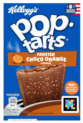Kellogg's Pop Tarts Chocolate Orange Pastry Snacks 8 x 48g | Frosted toaster pastries snack with a sweet filling, ready in minutes from the toaster, a fun breakfast or anytime snack