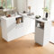Isla de Cocina Giratoria 360° con Ruedas, Encimera de Mármol y Almacenamiento Abierto, Multifuncional para Comedor o Cocina. Diseño Bianco Moderno