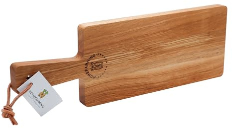 Homefarming Eichenholz-Brett. Das Küchenbrett aus robuster Eiche ist 40 cm lang. Es eignet sich sowohl zum Schneiden, als auch zum Servieren deiner Gemüseschätze.