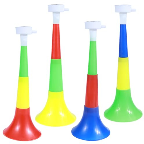 YiliYa 4Pcs Vuvuzela Tröte Laut Fussball Fanfare Sehr Lautes Tröte Cheerleading Trompete Krachmacher Horn Plastik Trompeten Spielen Fanartikel Tröten Fan Zuschauer Fußballspiel Stadion Trompete