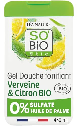 Gel douche Tonifiant Verveine et Citron Bio Sans Sulfate SO'BIO ETIC - Le flacon de 450mL Lot De 3 - Par Lot