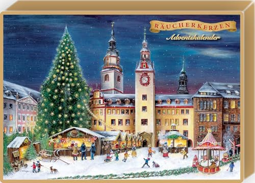 Räucherkerzen Adventskalender mit 24 Crottendorfer Räucherkerzen, Motiv: Chemnitz