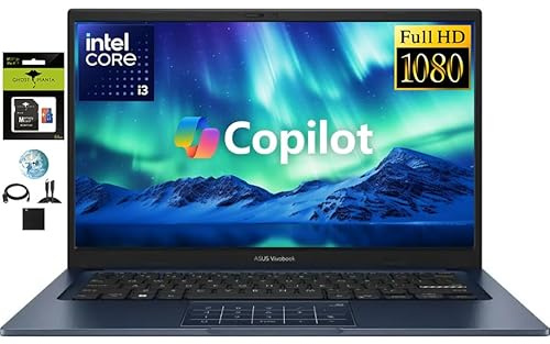 ASUS Vivobook - Computer portatile FHD i3 da 14, 6-core Intel Core i3-1315U (fino a 4,6 GHz), 8 GB di RAM 256 GB SSD, NumberPad, batteria a lunga durata, webcam privata, laptop Windows 11 per