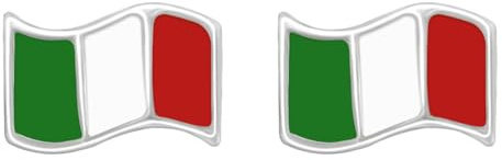 Zenvie Italien-Flagge-Ohrstecker, 925er Sterlingsilber | 925er Sterlingsilber, 7x5 mm, nickelfrei, Geschenkbox, italienische trikolore