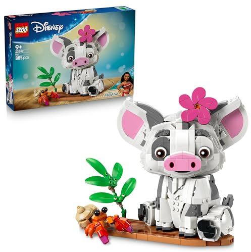 LEGO | Disney Vaiana Pua - Spielzeug Schwein mit Blume, Krabbe und Floßständer als Zimmerdeko - Geburtstagsgeschenk für Mädchen ab 9 Jahren und Filmfans - 43292