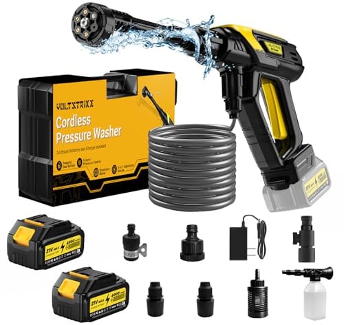 Cordless Pressure Washer with 6-in-1 Nozzle, Portable Power Washers with 8000mAh Battery, 120Bar Max Pressure, 9-Level Adjustable Pressure for Car, Floor, Garden Cleaning & Watering