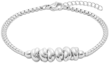 s.Oliver Bracelet - Elegantes Armband aus poliertem Edelstahl - silber - Vierkantkette verstellbar bis 20 cm - wasserfest & hautfreundlich
