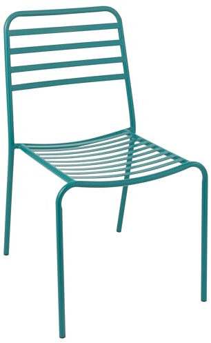 J-Line Gestreifter Gartenstuhl - Metall - türkis