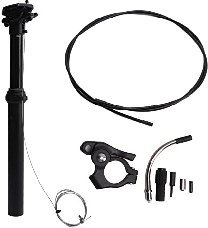 Reggisella per bicicletta 30,9x375 mm Reggisella telescopico a sospensione idraulica con passaggio cavi esterno Corsa da 100 mm per Mountain Bike Bici da strada Nero Lega di