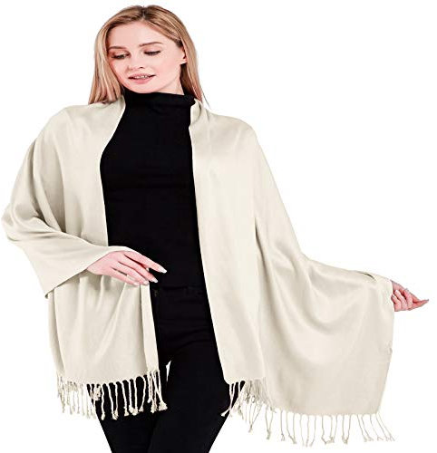 CJ Apparel Cremefarben Einheitliche Farbe Nepalesisch Schultertuch Schal Zweite Wahl Schultertücher Wrap Pashmina NEU