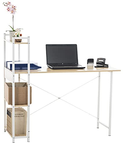 CLP Schreibtisch Poe I Bürotisch Mit Stauraum I Computertisch Mit Regalen I Laptoptisch Im Industrial Look, Farbe:ahorn