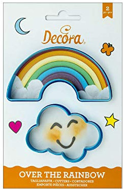 DECORA 0255077 AUSSTECHER AUS Kunststoff Regenbogen UND Wolke 2-TLG, Sortiert