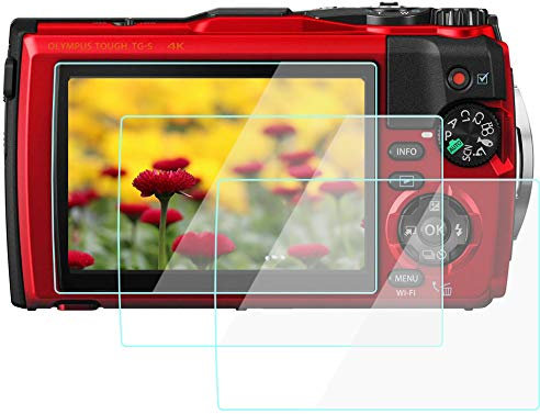 KOMET Displayschutzfolie für Olympus Tough TG-5 TG-6 Kamera, gehärtetes Glas, dünn, blasenfrei, Anti-Staub, Anti-Scrach (3 Stück)