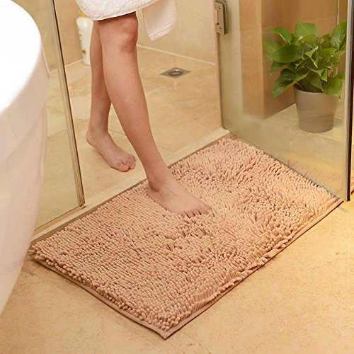 DOTBUY Bad-Teppiche, Chenille Anti-Rutsch-Bequeme Super saugfähiger weicher Duschteppich Dusche Teppich Badematte Bad Teppich (60 * 90cm, Kamel)