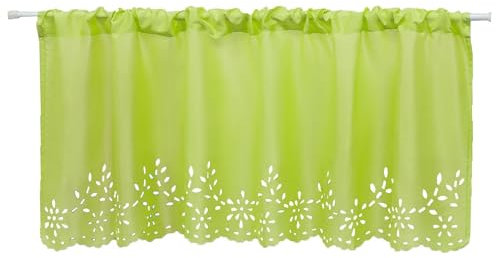 Joyswahl Küchen Scheibengardine Voile Bistrogardine mit Lasercut-Muster »Carmen« Stangendurchzug Gardine Stores HxB 60x120cm Grün 1er Pack