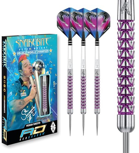 RED DRAGON Peter Wright Snakebite Vyper 22g Tungsten Darts mit Flights und Schäfte
