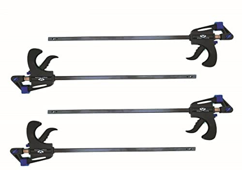 Vago-Tools 4x Einhandzwinge 60 x 750 mm Schwarz Schraubzwinge Klemmzwinge Leimzwinge Schnellspannzwinge