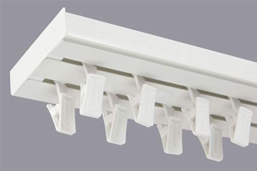 KARPOL Double Curtain Rail Track PCV Ceiling SET with CLIPS 150cm