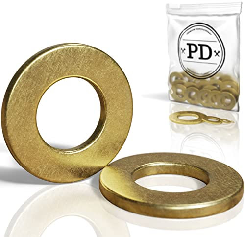 PD® Lot de 10 rondelles M8 (DIN 125 forme A/ISO 7089) - Rondelles plates en laiton de qualité supérieure - Rondelles métalliques en laiton avec petit diamètre extérieur