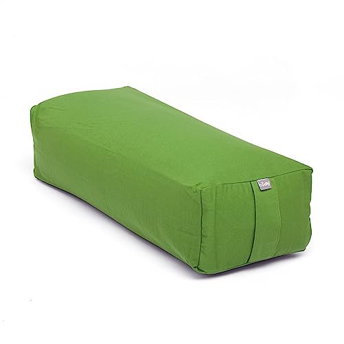 Bodhi Yoga Salamba Bolster Eco | Waschbarer Bezug aus 100% Bio-Baumwolle | Yogarolle eckig mit Bio Dinkelfüllung | Yogakissen groß für Restoratives Yoga | Maße: 63,5 x 26,5 x 20,5 cm (olivgrün)