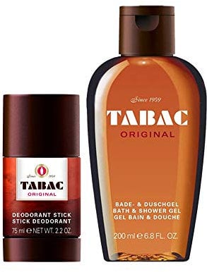 3tlg. Set kompatibel 1 x 200ml Tabac Original Männer 2in1 Bade- & Duschgel + 1 x 75ml Tabac Original Deodorant Stick / 24h Schutz + Dustbag von STUDIO.MUNET