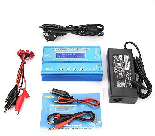 DEWIN Caricabatterie Lipo,80W 6A Caricabatterie Lipo RC Caricabatterie Bilancia a Batteria Lipo per LiPo/Li-Ion/Life (1-6S), NiMH/NiCd (1-15S), caricatore per hobby RC, LED, con alimentatore di rete