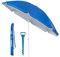 Pack de sombrilla de playa de 8 varillas y soporte de arena con protección solar UPF+50 de acero y nylon azul, de Ø 200 cm