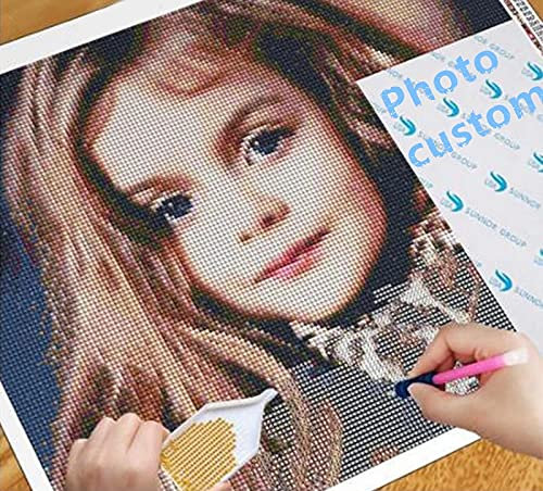 GuoPi Photo Personnalisée Diamant Broderie 5D Diy Diamond Painting,Personnalisée Privée,Diamant Rond Complet De,Adapté À La Décoration De La Maison, Cadeaux（40x50cm）