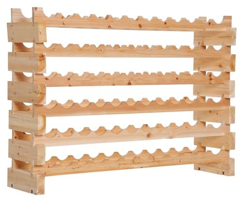HOMCOM Étagère à Bouteilles casier à vin Range Bouteilles Horizontal 6 Niveaux 72 Bouteilles Max. dim. 114L x 28l x 85H cm Bois de pin Massif