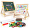 kramow Tableau Chevalet Enfant, 3 en 1 Double Face Magnétique Tableau Noir et Blanc avec Accessoires Alphabet Puzzle, Activités d'apprentissage, Jouet Educatif pour Enfants de 3-8 ans